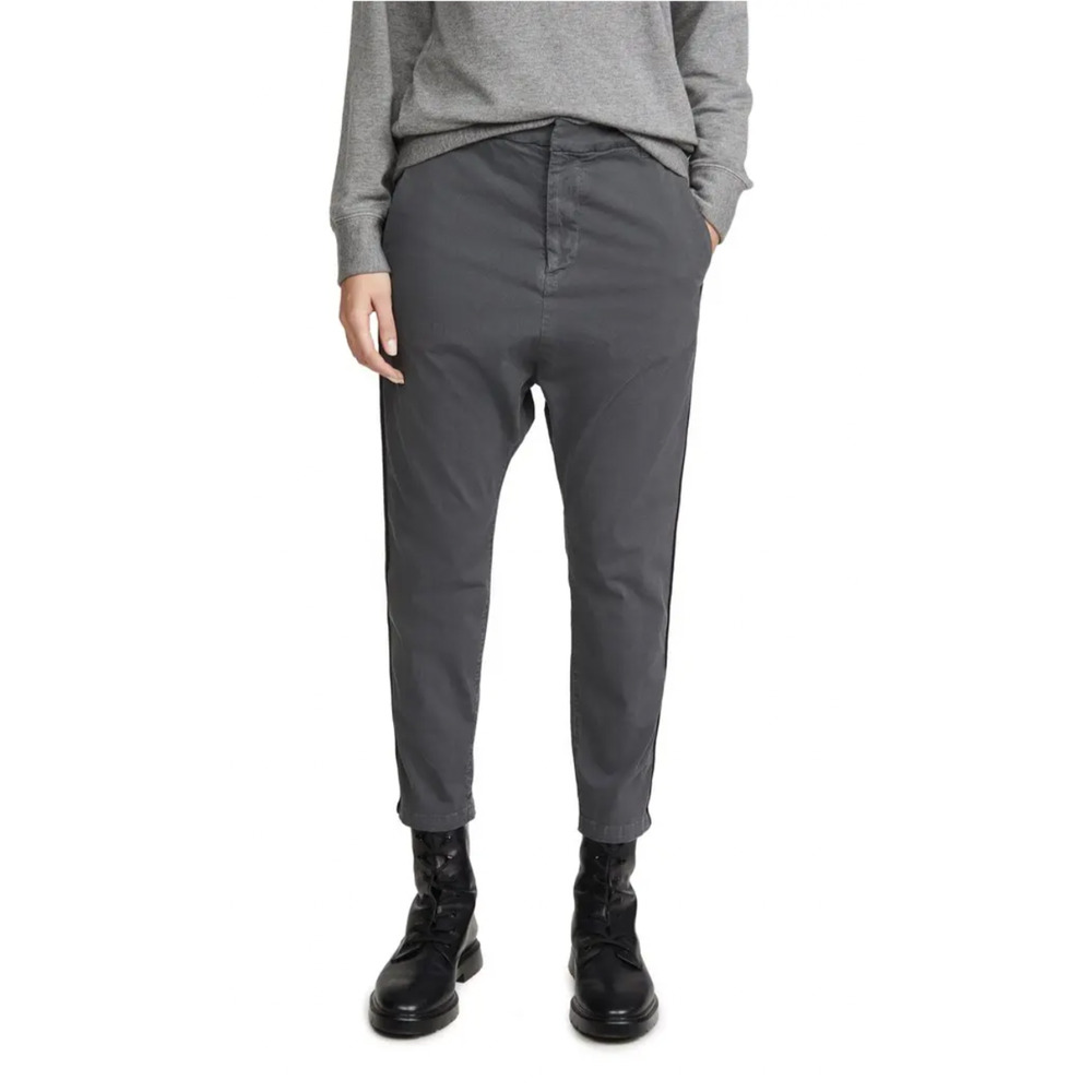 Nili Lotan Cotton Paris Pants $345 Slouchy Crop Gray Drop Crotch Sz 4 NWT!